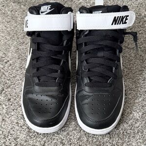 Nike Black and White Mid-Top Sneakers with Strap